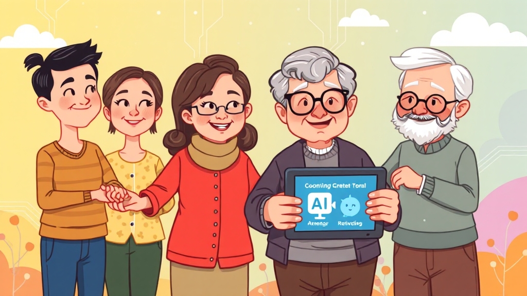 중장년 AI 교육, 무료로 시작하세요! 8 AI 교육 관련 지원 정책 및 정부 지원금 (cartoon 스타일)