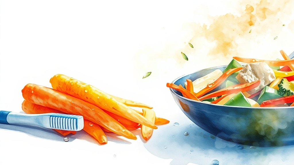 당근 껍질 섭취 시 주의사항 (watercolor 스타일)