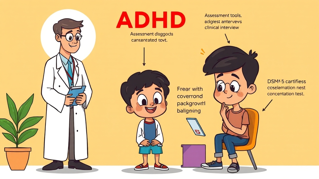 ADHD 완벽 가이드: 이해와 지원 6 ADHD 진단 방법 (cartoon 스타일)