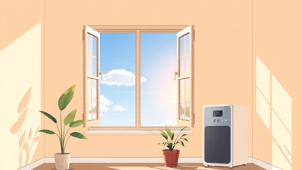 집먼지 알레르기 OUT! 쾌적한 집 만들기 8 환기 및 공기질 관리 (illustration 스타일)