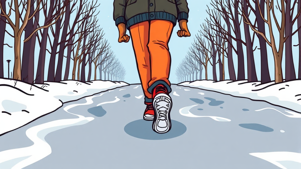 빙판길 낙상 예방 완전 정복! 5 안전 보행, 이렇게 준비하세요! (cartoon 스타일)