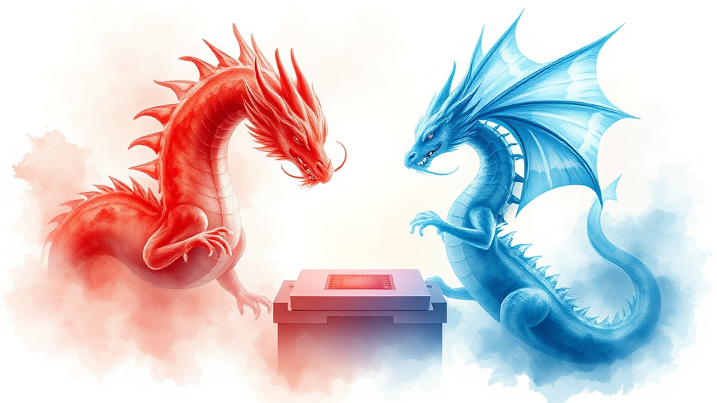 엔비디아 H200 중국 수출 허용, SK하이닉스에겐 기회? 6 중국 AI 반도체 시장, HBM 수요 증가 기대 (watercolor 스타일)