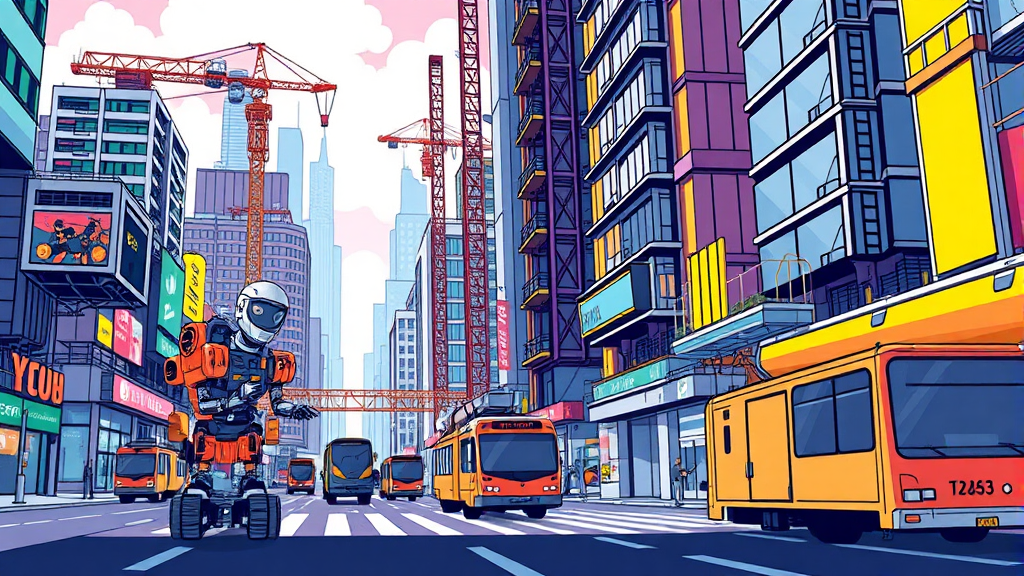 로봇 산업 성장 전망 및 투자 관점 (illustration 스타일)