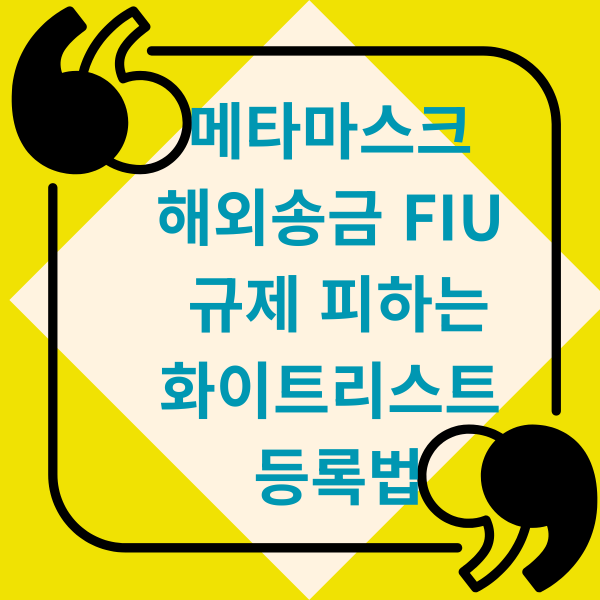 메타마스크 해외송금 FIU 규제 피하는 화이트리스트 등록법