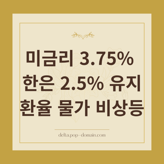 미금리 3.75 한은 2.5 유지 환율 물가 비상등